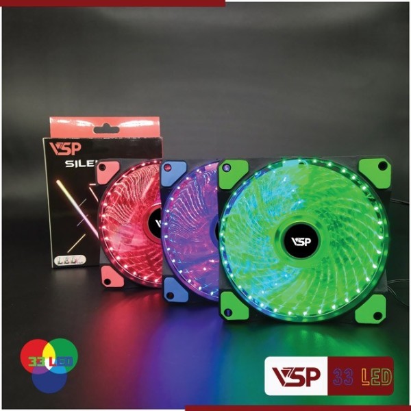 Fan led 33 bóng nhiều màu