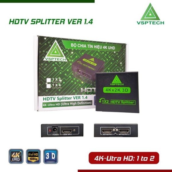 Bộ chia tín hiệu HDMI SPLITTER -4K-Utra HD 1 ra 2 HDMI