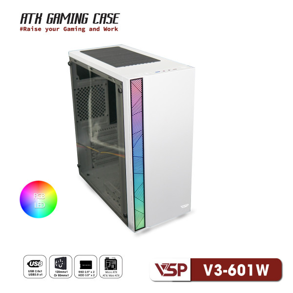 Vỏ Case Máy Tính VSP V3-601W - Màu Trắng