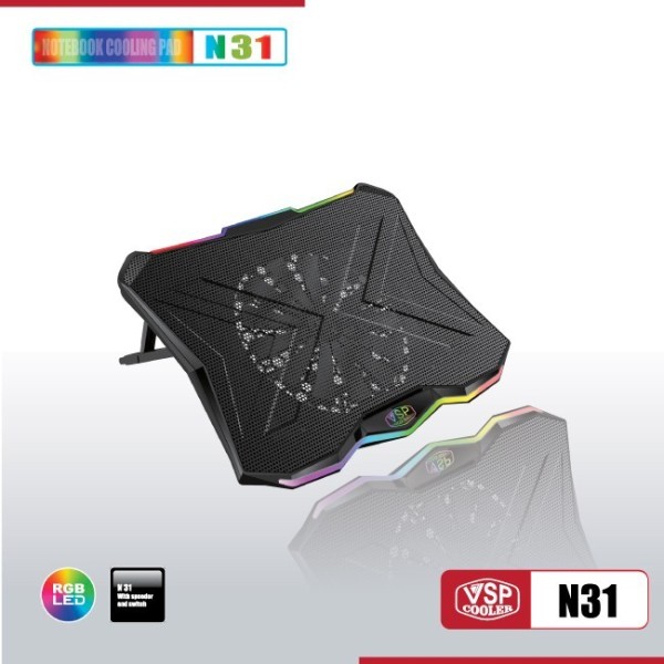 Fan tản hiệt cho laptop Notebook cooler pad N31 LED RGB