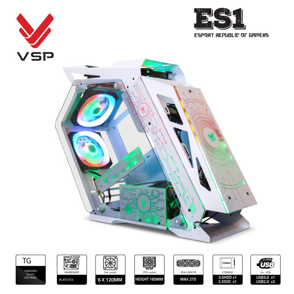 VỎ CASE MÁY TÍNH VSP ESPORT REPUBLIC OF GAMERS ES1 - TRẮNG