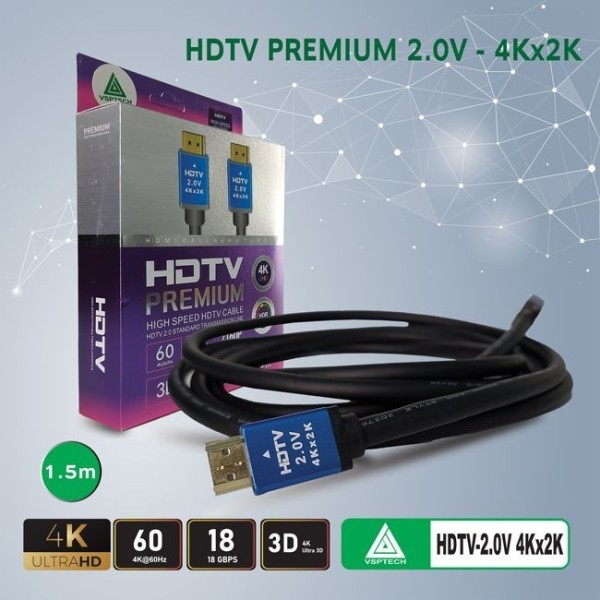 Cáp HDMI VSPTECH premium 2.0V - 1.5m