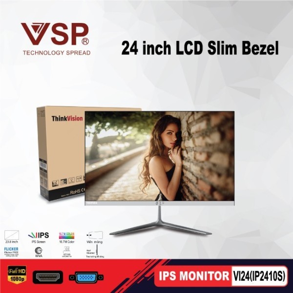 Màn hình IPS monitor VSP VI24(IP2401S) mỏng tràn viền Slim Bezel 24inch