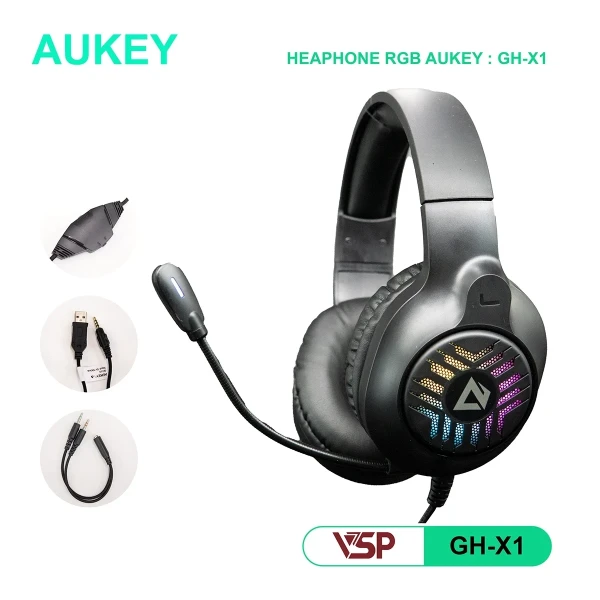 Tai Nghe Gaming VSP AUKEY GH-X1 Có Mic (LED RGB / Driver 50mm / Over-ear)
