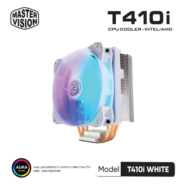 Tản Nhiệt Khí MASTER VISION T410i Trắng (LED RGB / 4 Ống Đồng / Fan PWM 120mm)