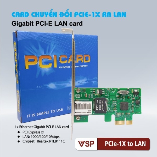 Car chuyển đổi PCIE-1x ra lan RJ45 Gigabit