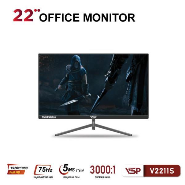 Màn hình LED ThinkVision V2211S (22inch/FHD/TFT/75Hz/5ms) Đen