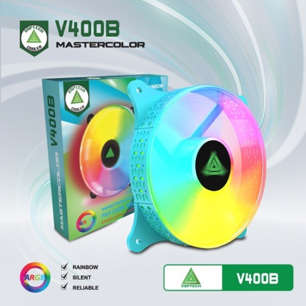 Quạt tản nhiệt VSPTECH LED RGB V400B - Xanh