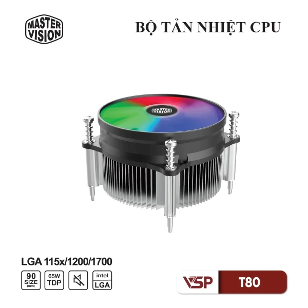 Quạt Tản Nhiệt CPU MASTER VISION T80 LED (Tản Top-down / Fan 90mm / TDP 65W)