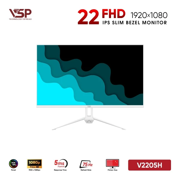 Màn Hình VSP V2205H White (22 inch / IPS / FHD / 75Hz / 5ms)