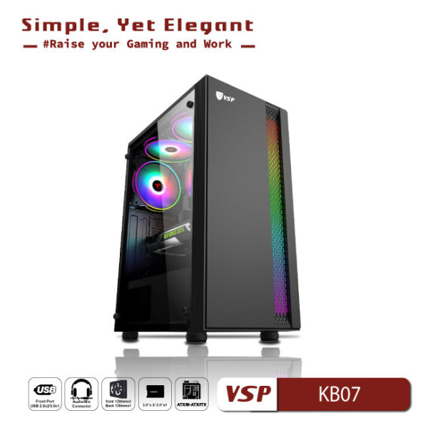 Vỏ Case Máy Tính VSP - Esport Gaming KB07 - Đen
