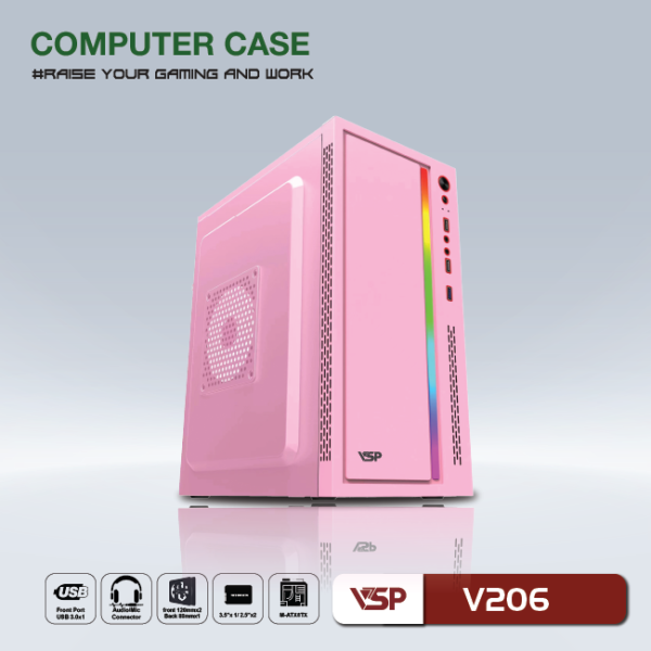 Vỏ Case Máy Tính VSP V206 - Hồng