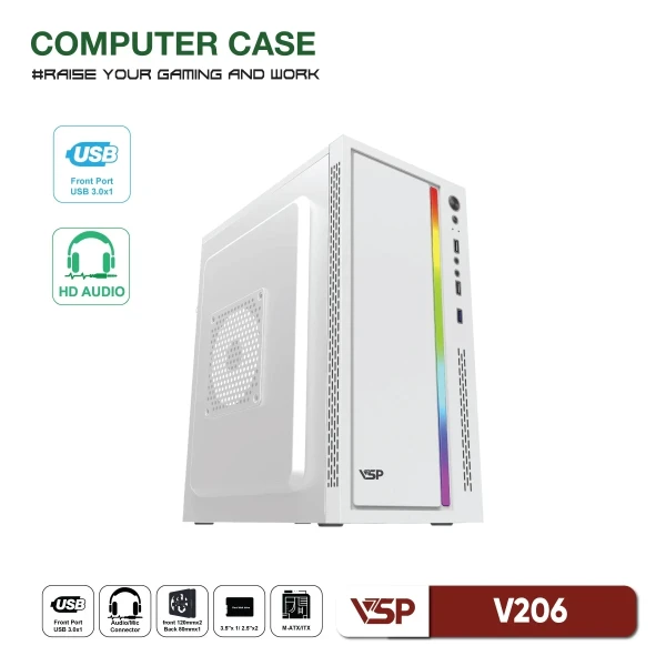 Vỏ Case Máy Tính VSP V206 - Trắng