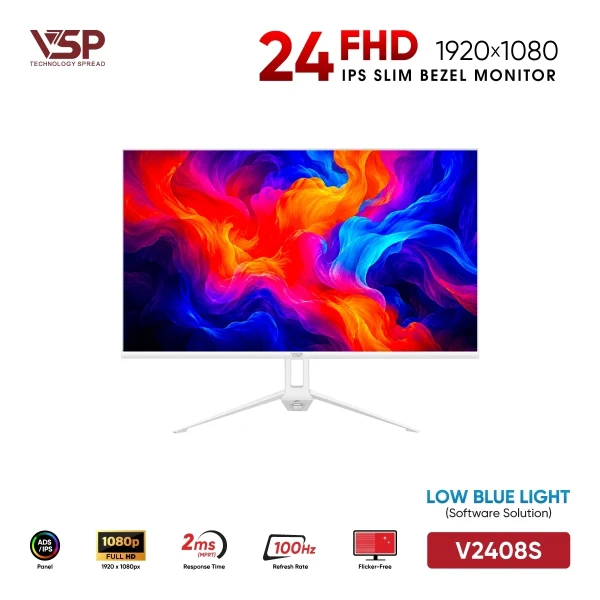 Màn Hình VSP V2408S White (24 inch / IPS / FHD / 100Hz / 2ms)