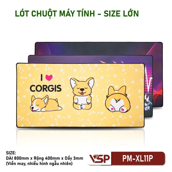 Lót Chuột Gaming VSP Size Lớn PM-XL11P (800x400x3mm / May Viền / Nhiều Hình)