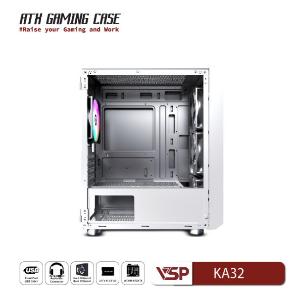 Vỏ Case Máy Tính VSP Gaming KA32 - Trắng