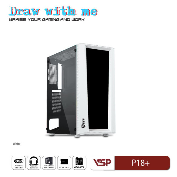 Case gaming kèm bút vẽ dạ quang P18+ White