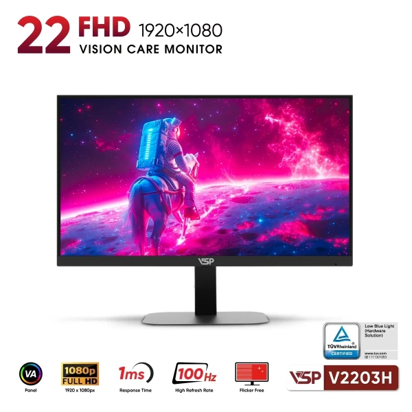 Màn Hình Phẳng LED VSP V2203H (22inch / VA / FHD / 100Hz / 1ms / Đen)