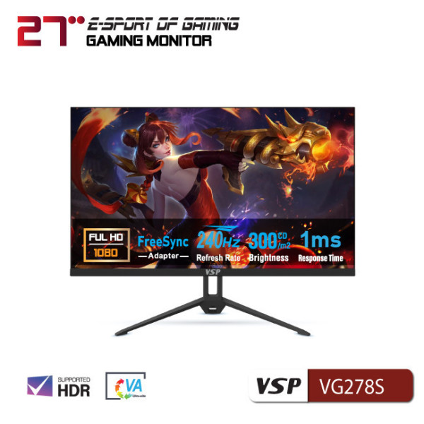 Màn hình Esport Gaming VSP VG278S (27inch / VA / FHD / 240Hz / 1ms / Freesync)
