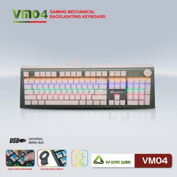 Bàn phím VSP eSport Gaming VM04 - Trắng