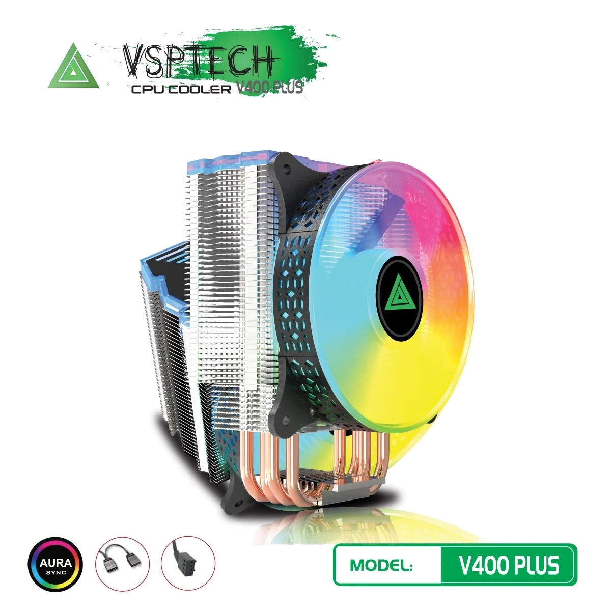 Tản Nhiệt Khí VSPTECH V400 PLUS (ARGB Aura Sync / 4 Ống Đồng / Fan PWM 120mm)