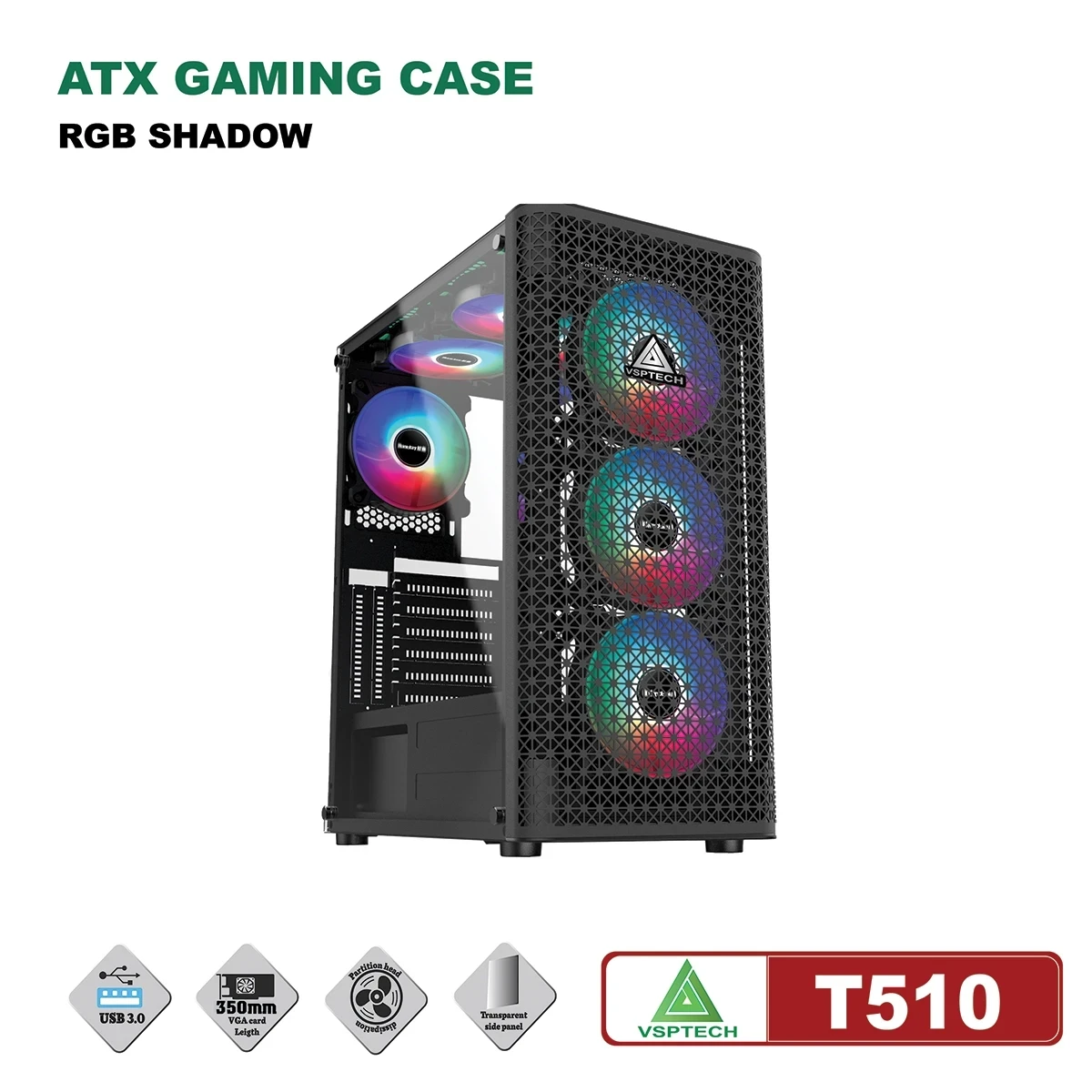 Vỏ Case Máy Tính VSPTECH ATX Gaming T510