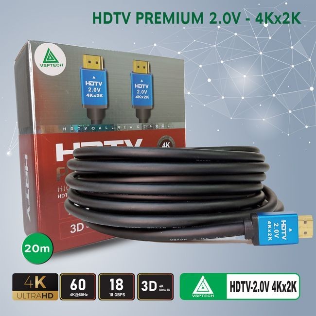 Cáp HDMI VSPTECH premium 2.0V - 20m