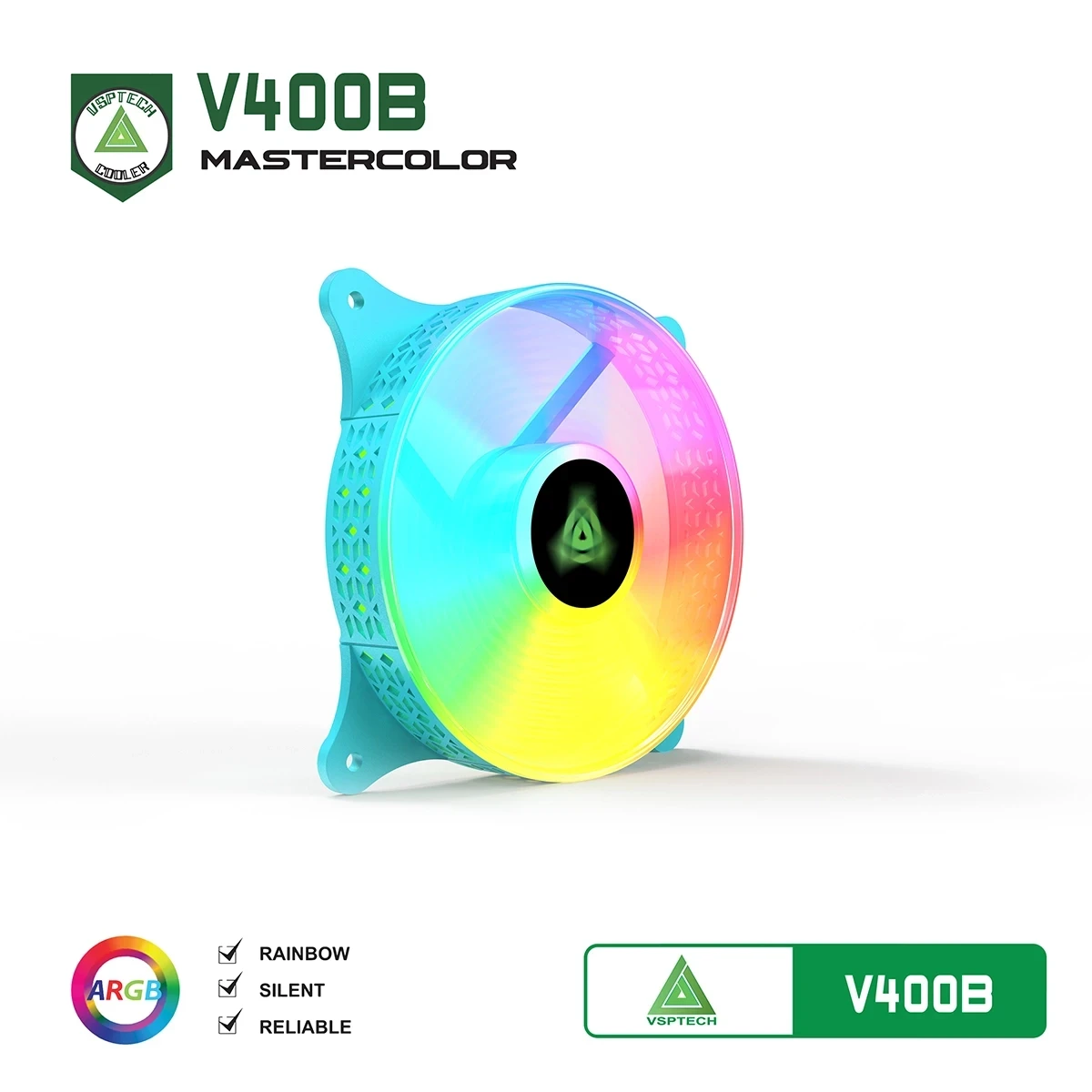 Quạt Tản Nhiệt Case VSPTECH V400B Xanh (Molex Edition / LED RGB / 120mm)
