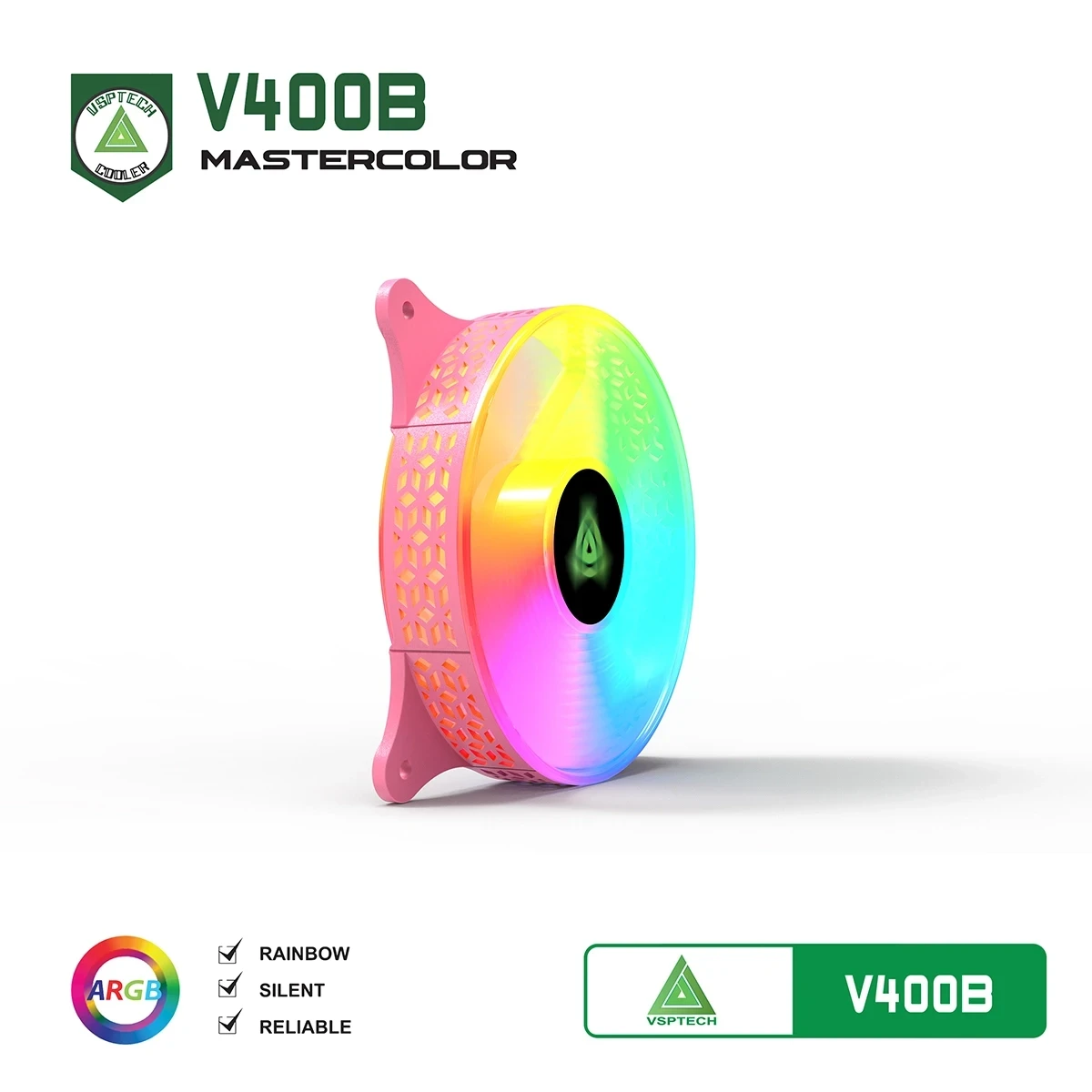 Quạt Tản Nhiệt Case VSPTECH V400B Hồng (Molex Edition / LED RGB / 120mm)