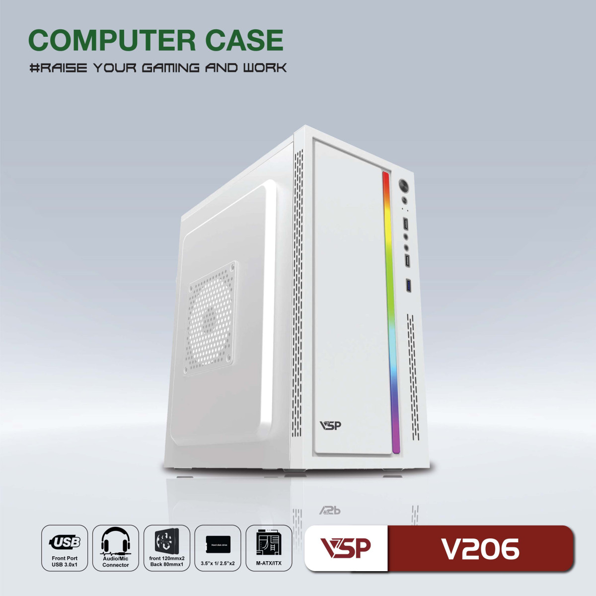 Vỏ Case Máy Tính VSP V206 - Trắng