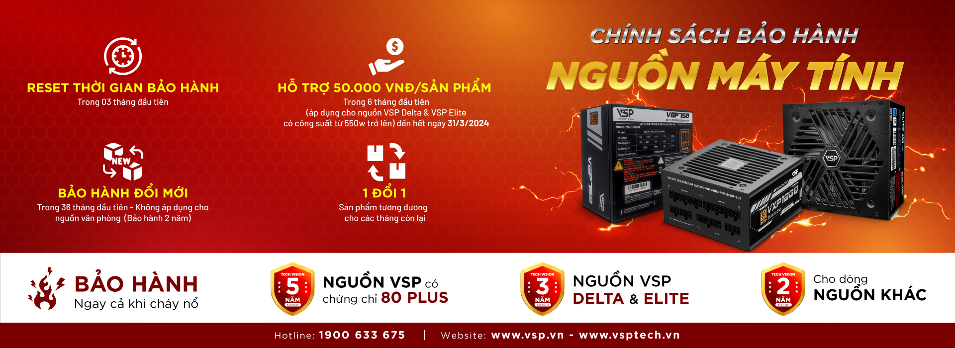 THÔNG BÁO V/v áp dụng chính sách hỗ trợ chi phí bảo hành đối với sản phẩm bộ nguồn máy tính VSP