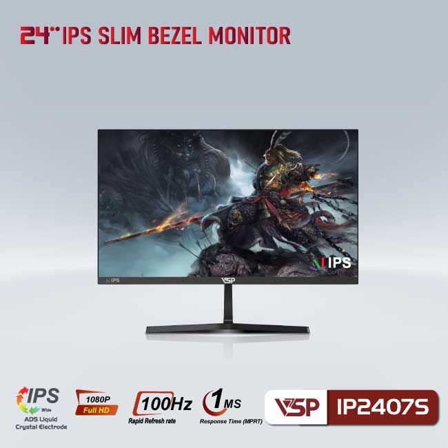 Màn hình VSP IPS 24inch tràn viền IP2407S - Đen