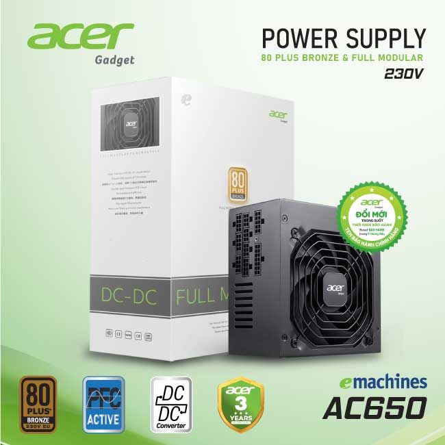 Bộ nguồn 80 Plus Bronze Acer AC650  - 230V