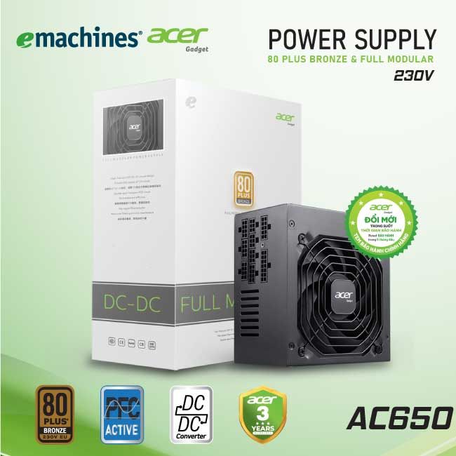 Bộ nguồn 80 Plus Bronze emachines Acer AC650 - 230V