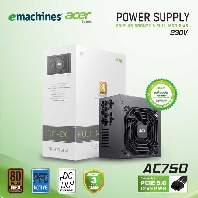 Bộ nguồn 80 Plus Bronze emachines Acer gadget AC750 - 230V