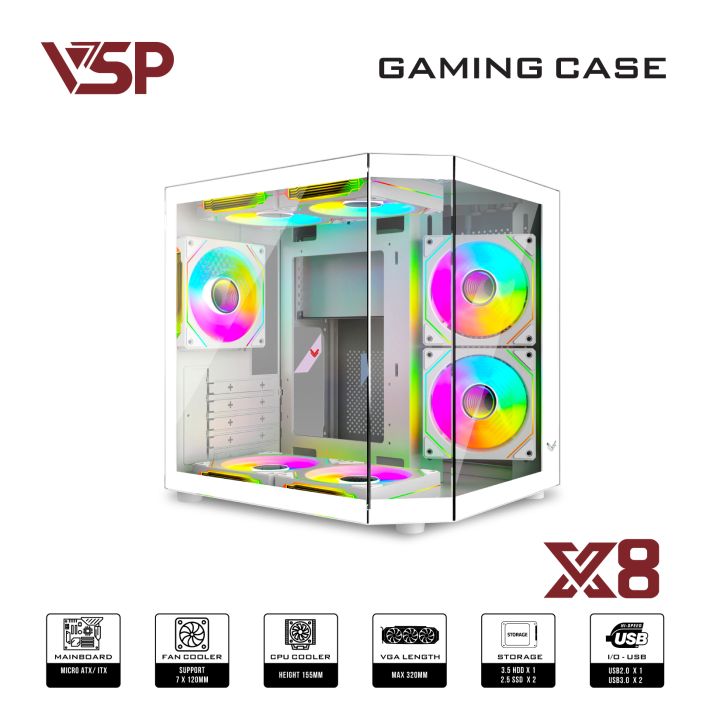 VỎ CASE MÁY TÍNH X8  - Trắng
