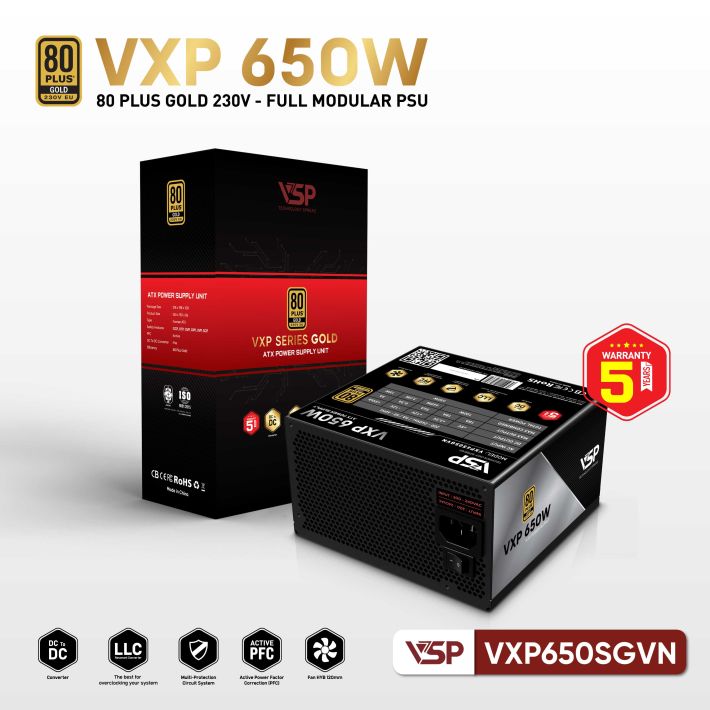 Bộ nguồn VSP VXP650SGVN - 80 Plus Gold - 650W