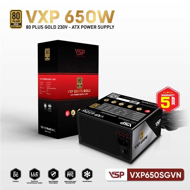 Bộ nguồn VSP VXP650SGVN - 80 Plus Gold - 650W - Straight Line