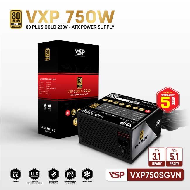 Bộ nguồn VSP VXP750SGVN - 80 Plus Gold - 750W - Straight Line