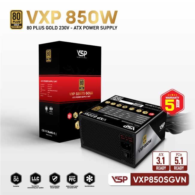 Bộ nguồn VSP VXP850SGVN - 80 Plus Gold - 850W - Straight Line