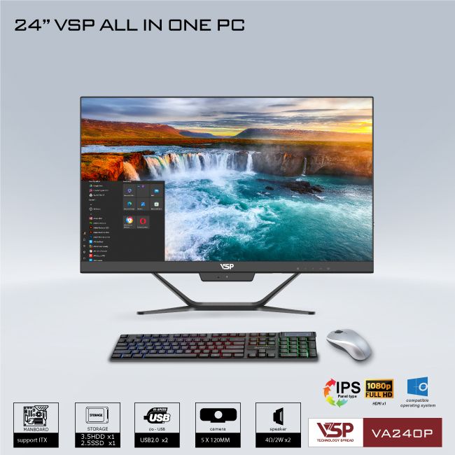 Máy tính để bàn VSP All in One VA240P - FHD Black