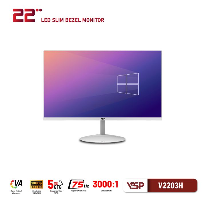 Màn hình phẳng LED VSP 22inch tràn viền V2203H - Trắng