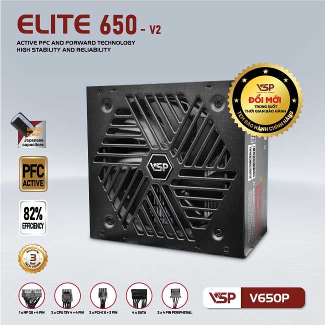 Bộ nguồn công suất thực VSP Elite Active PFC V650P  - V2