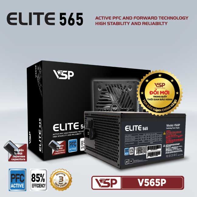 Bộ nguồn công suất thực VSP Elite Active PFC V565P