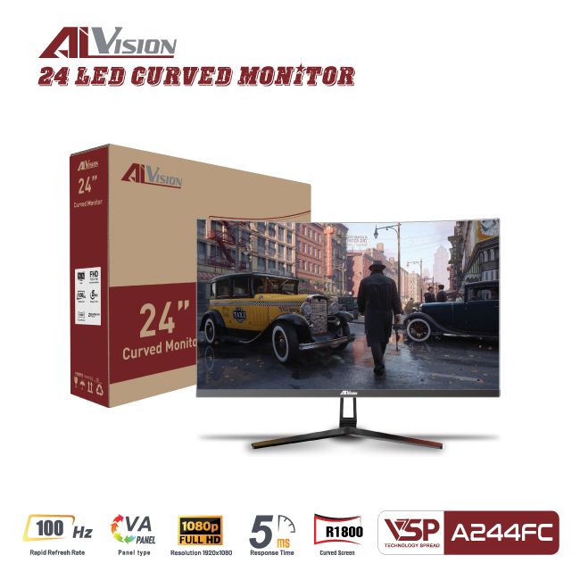 Màn hình cong AiVision A244FC (24inch | FHD | VA | 100Hz | 5ms)