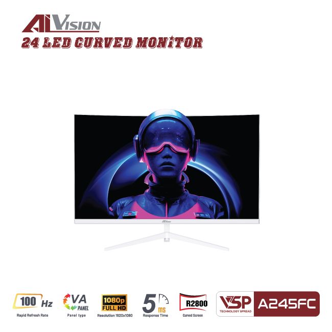 Màn hình cong AiVision A245FC (24inch | FHD | VA | 100Hz | 5ms) - White