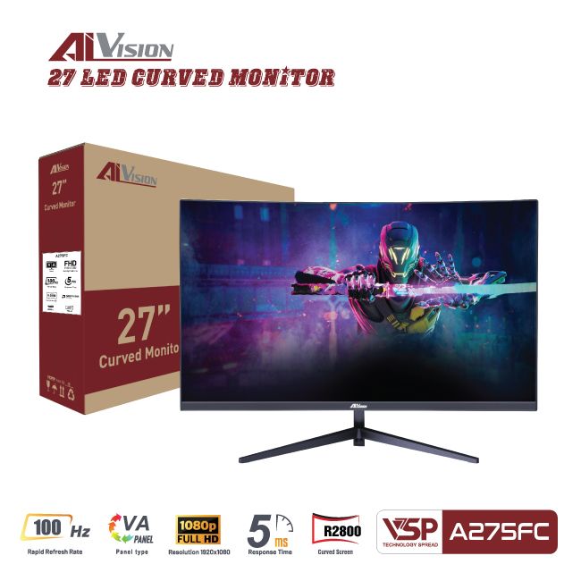 Màn hình cong AiVision A275FC (27inch | FHD | VA | 100Hz | 5ms) - Black