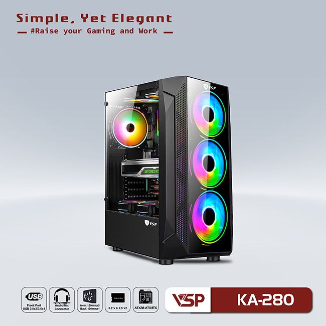 Vỏ Case Máy Tính Gaming VSPTECH KA-280 Helios