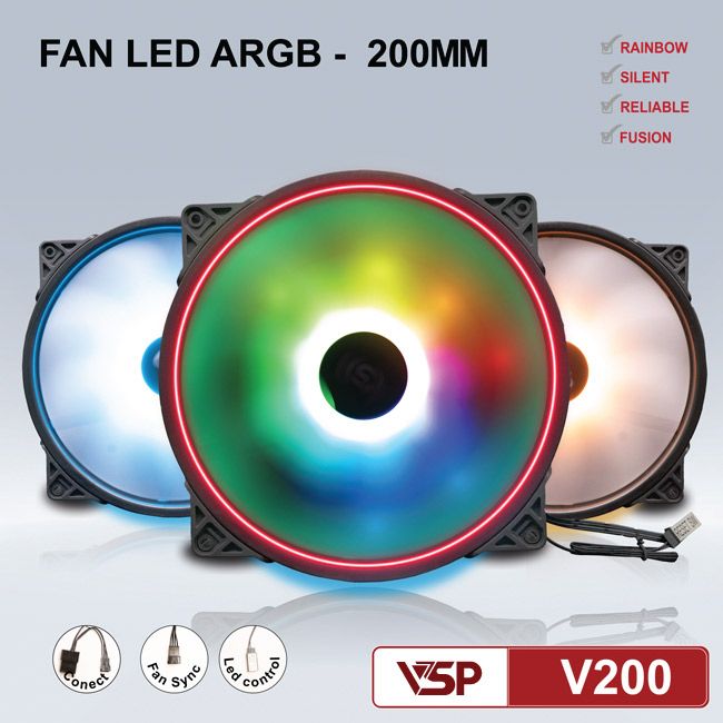 Quạt tản nhiệt VSP LED RGB - 200mm