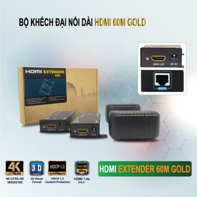 Bộ nối dài HDMI 1.4a 60m Extender gold